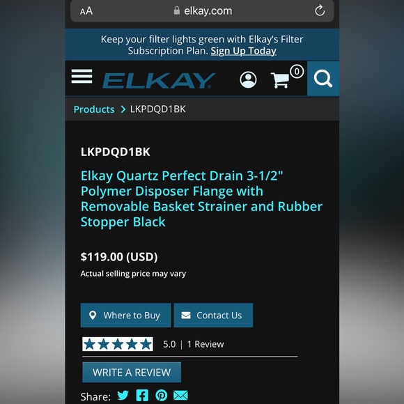 Elkay kitchen sink drain- custom color - Picture 6 of 15